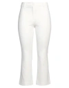 White Wise Woman Pants Ivory Size 10 Cotton, Nylon, Elastane In White