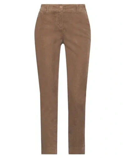White Wise Woman Pants Khaki Size 2 Cotton, Elastane In Beige