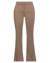 White Wise Woman Pants Khaki Size 10 Cotton, Elastic Fibres In Beige