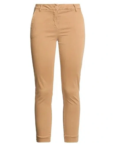 White Wise Woman Pants Light Brown Size 6 Cotton, Elastic Fibres