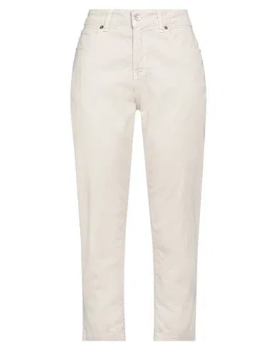 White Wise Woman Pants Light Grey Size 4 Cotton, Elastane
