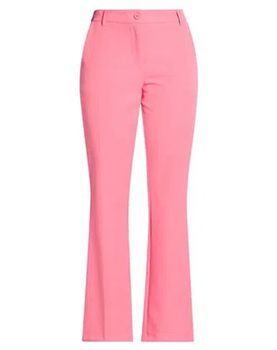 White Wise Woman Pants Pink Size 8 Polyester, Elastane