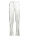 White Wise Woman Pants White Size 6 Polyester, Elastane In White