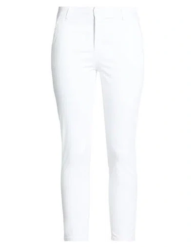 White Wise Woman Pants White Size 6 Cotton, Elastane
