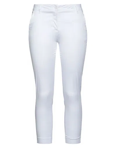 WHITE WISE WHITE WISE WOMAN PANTS WHITE SIZE 8 COTTON, ELASTANE