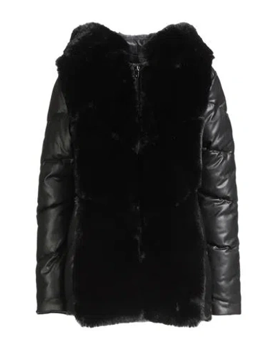 White Wise Woman Puffer Black Size M Polyester, Polyurethane, Viscose