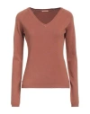 White Wise Woman Sweater Brown Size L Viscose, Modal, Nylon In Brown