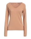 White Wise Woman Sweater Camel Size L Viscose, Modal, Nylon In Beige
