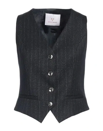 White Wise Woman Tailored Vest Navy Size 6 Polyester, Viscose, Lurex, Nylon, Elastane