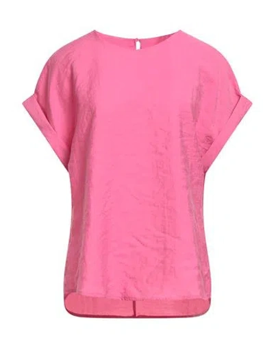 White Wise Woman Top Fuchsia Size 6 Tencel, Polyester In Pink