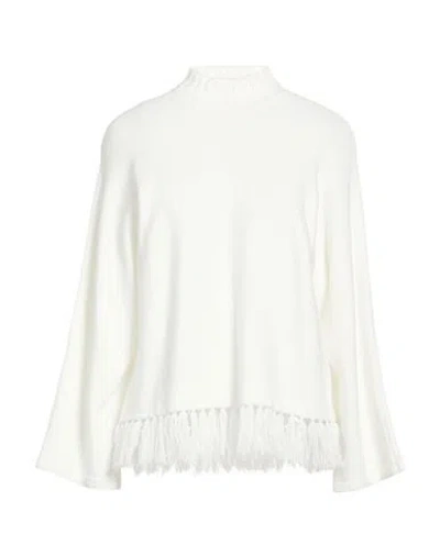 White Wise Woman Turtleneck White Size L Viscose, Modal, Nylon