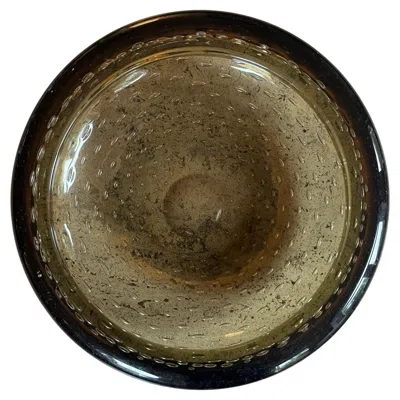 Pre-owned Whitefriars Mid-century Modern Handblown Bubble Glass Bowl By , 20cm In Black