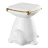 White/gold Caspian 14.75" Modern Bohemian Ceramic Turtle Indoor/outdoor Garden Stool,