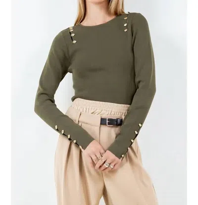 Whiteroom+cactus Abstract Button Detailed Sweater In Olive In Green
