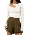 Whiteroom+cactus Amanda Chain Closure Ribbed Knit Top In Ivory