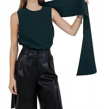 Whiteroom+cactus Aria Attached Scarf Woven Top In Hunter Green