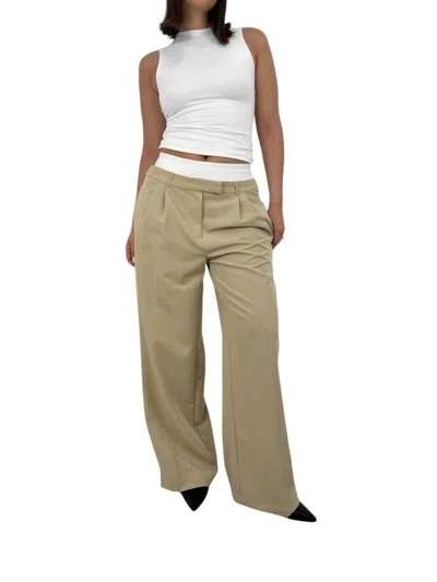 Whiteroom+cactus Boxer Waist Wide Leg Trousers In Tan In Multi