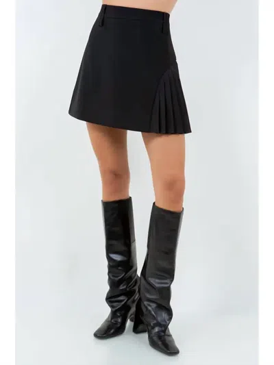 Whiteroom+cactus Contrast Pleating Mini Skirt In Black