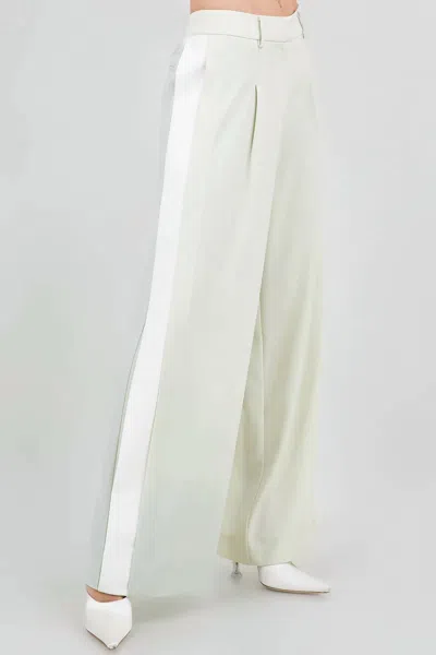 Whiteroom+cactus Contrast Side Panel Wide Leg Soft Woven Trousers In Lime In Green