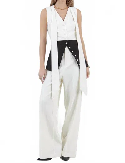 Whiteroom+cactus Contrast Stitch Detailed Straight Leg Trousers In Ivory In White