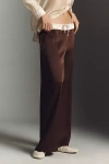 Whiteroom+cactus Contrast Waist Satin Trousers Pants In Brown