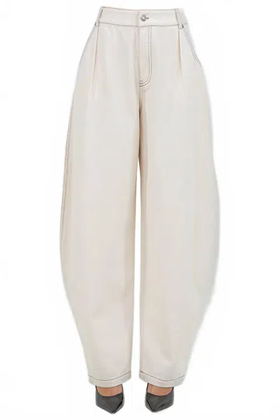 Whiteroom+cactus Cotton Barrel Leg Pants In Oatmeal In White