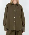 Whiteroom+cactus Cuff Contrast Thread Detailed Shirt In Olive In Green