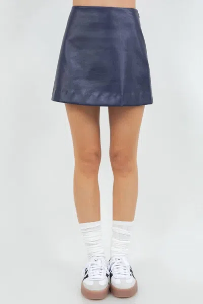 Whiteroom+cactus Faux Leather Mini Skirt In Navy In Blue