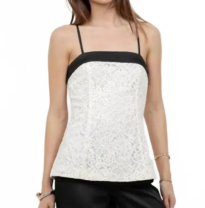 Whiteroom+cactus Fitted Lace Sleeveless Tank Top In Cream/black In Multi