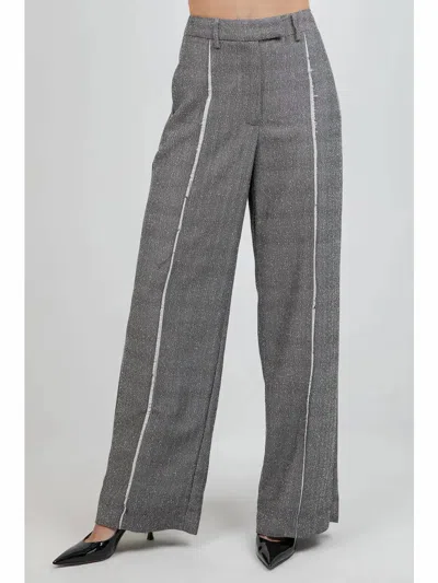 Whiteroom+cactus Fray Edge Detailed Straight Leg Trousers In Charcoal In Pink
