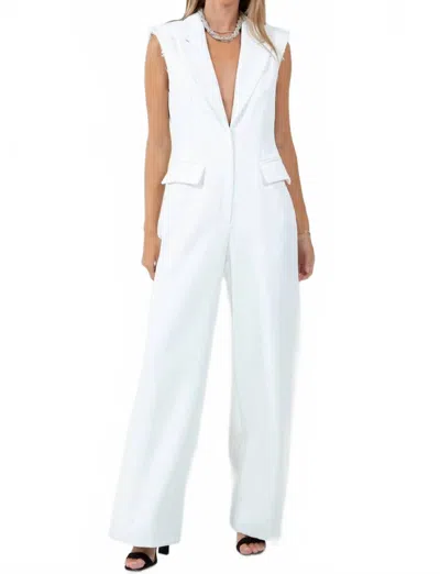 Whiteroom+cactus Kimberly Collared Jumpsuit In White