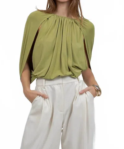 Whiteroom+cactus Knitted Sleeveless Cape Bodice Bodysuit In Lemongrass In Multi