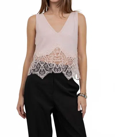 Whiteroom+cactus Knitted Sweater With Lace Edge Detailing In Baby Peach In Pink