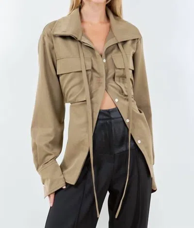 Whiteroom+cactus Multi Tie Shirt In Olive In Green