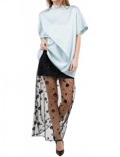 Whiteroom+cactus Semi Sheer Sequined Lace Midi Skirt In Black In Blue