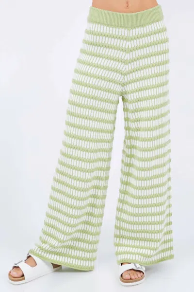 Whiteroom+cactus Stripe Knit Pants In Aloe In Gold