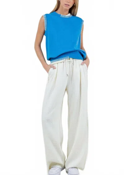 Whiteroom+cactus Wide Drawstring Fringe Pants In Ivory In White