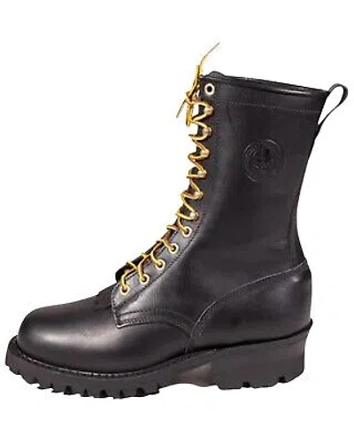 Pre-owned Whites White's Boot Men's Line Scout 10&quot; Lace-up Work Boot - Round Toe - H7806 In Black