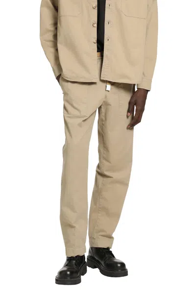 Whitesand Belted Chinos In Cotton In Brown