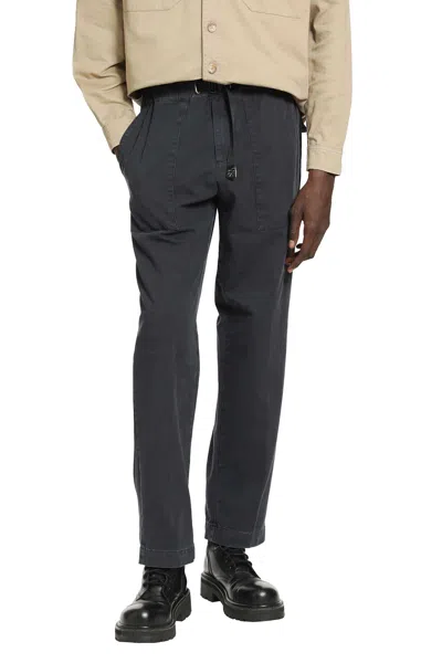 Whitesand Belted Cotton Trousers In Blue