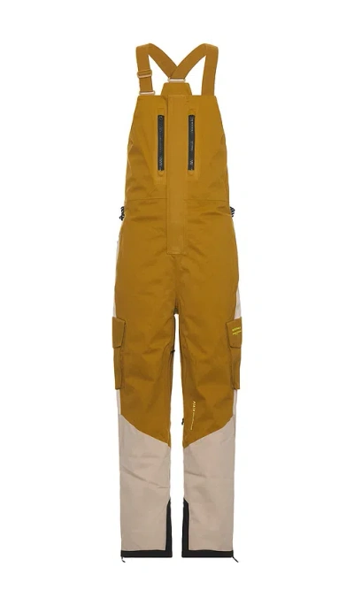 Whitespace 2l Cargo Insulated Bib Pant In Taupe & Green Khaki