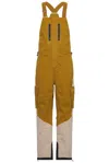 Whitespace 2l Cargo Insulated Bib Pant In Taupe & Green Khaki