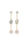 White/space Cloudbar 14k Yellow Gold Pearl Drop Earrings In White