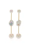 White/space Cloudbar 14k Yellow Gold Pearl Drop Earrings In White