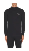 Whitespace Merino Mock Neck Baselayer T-shirt In Black