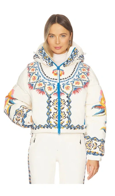Whitespace X Farm Rio Cropped Puffer Jacket In Off White