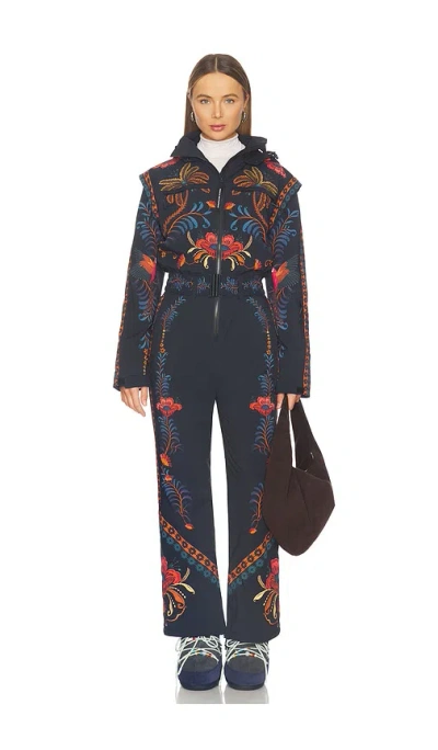 Whitespace X Farm Rio One Piece Ski Suit In Macaw Print Black