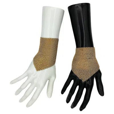Pre-owned Whiting & Davis 1930s  Metal Mesh Nos Deadstock Gold-tone Gauntlet Bracelet Set In Multi