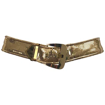 Pre-owned Whiting & Davis Whiting And Davis 1980s Gold Metal Chainmail Vintage Metallic 80s Belt In Brown