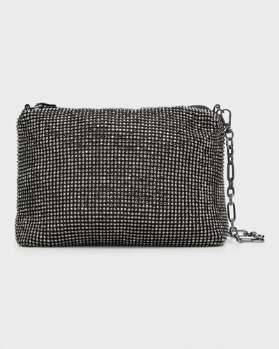 Whiting & Davis Anya Metallic Crystal Shoulder Bag In Gunmetal